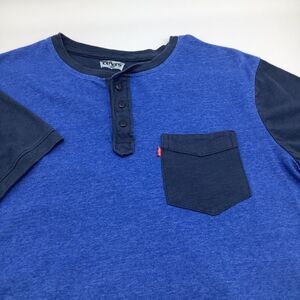 Levis Mens Short Sleeve Henley T Shirt Blue‎ Size Medium